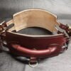 Interior view of the Burgundy English Bridle leather Owned Riding Belt showing the light leather lining and finished construction.