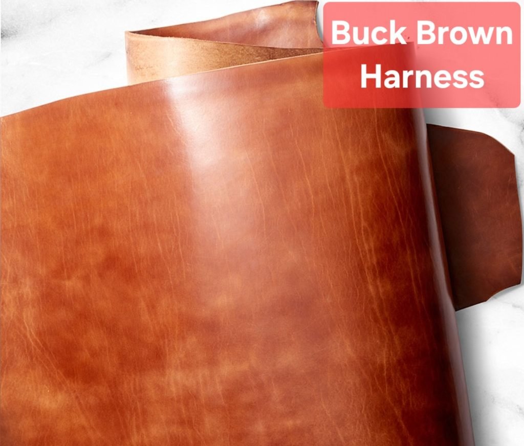 Buck brown harness leather color sample.
